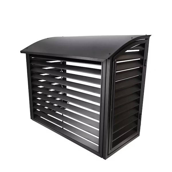 Varmepumpehus sort matt metall